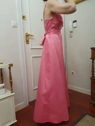 Vestido fiesta graduación rosa lazo talla 38