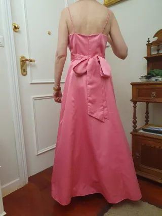 Vestido fiesta graduación rosa lazo talla 38