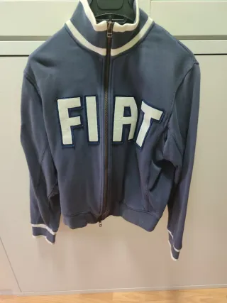 Sudadera Fiat Retro Cremallera Azul y Blanca
