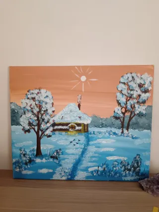 Cuadro El Invierno pintado a mano