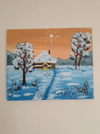 Cuadro El Invierno pintado a mano
