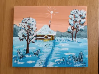 Cuadro El Invierno pintado a mano