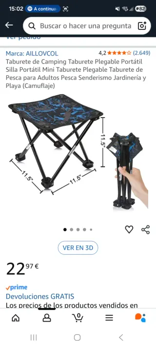 Taburete Plegable Portátil Camping AILLOVCOL