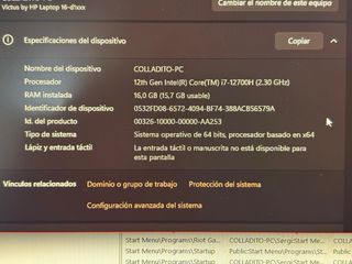 Portátil Gaming 16’ HP Victus i7-12700H RTX 3060
