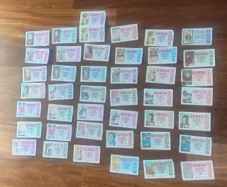 Lote 154 décimos lotería antiguos