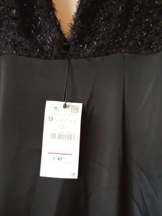 Vestido Zara fiesta raso negro Talla M