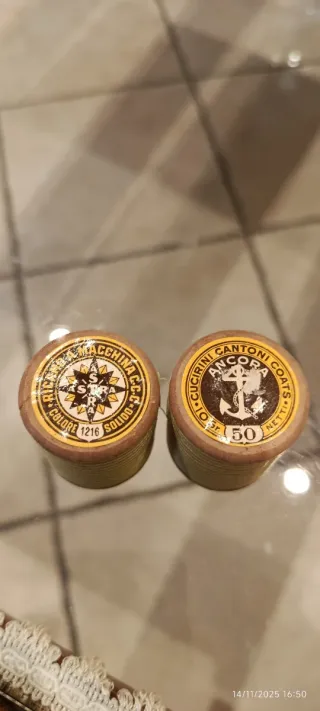 2 Rocchetti Filo Cucito Vintage - Cotone