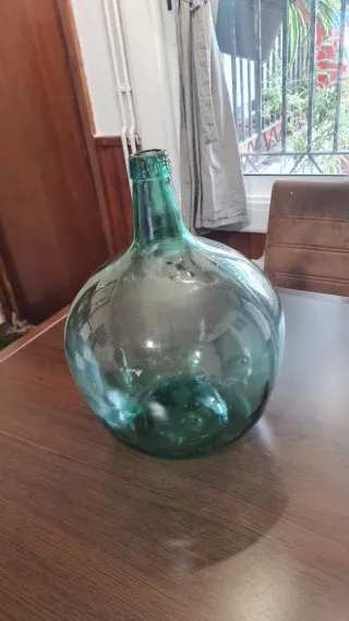Damajuana Vintage Vidrio Verde Soplado 16L