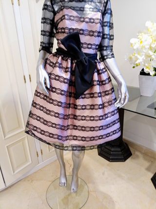 Vestido fiesta Ana Torres negro y rosa