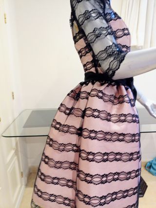 Vestido fiesta Ana Torres negro y rosa