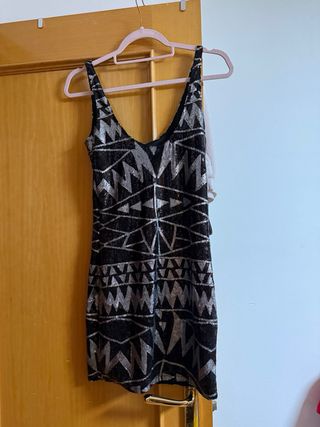 Vestido de fiesta encaje negro y marrón