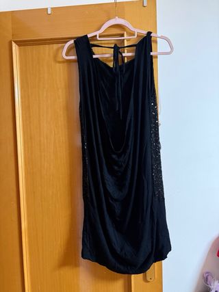 Vestido de fiesta encaje negro y marrón