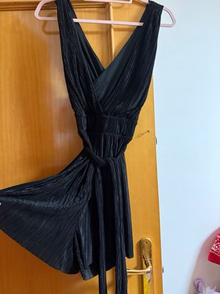 Vestido de fiesta encaje negro y marrón