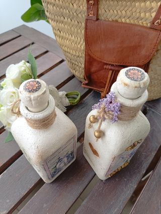 Botellas decoración Shabby Chic (2 unidades)