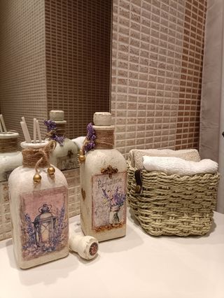 Botellas decoración Shabby Chic (2 unidades)