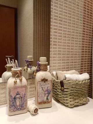 Botellas decoración Shabby Chic (2 unidades)