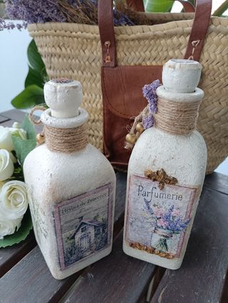 Botellas decoración Shabby Chic (2 unidades)