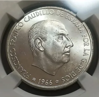 España 100 Pesetas 1966 Estrella 68 Plata
