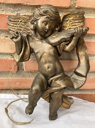 Querubín escayola dorado violín