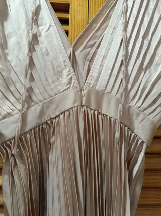 Vestido plisado fiesta champán talla única