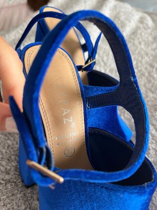 Zapatos de tacón azul terciopelo talla 37