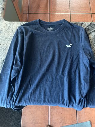 Camiseta Hollister manga larga azul