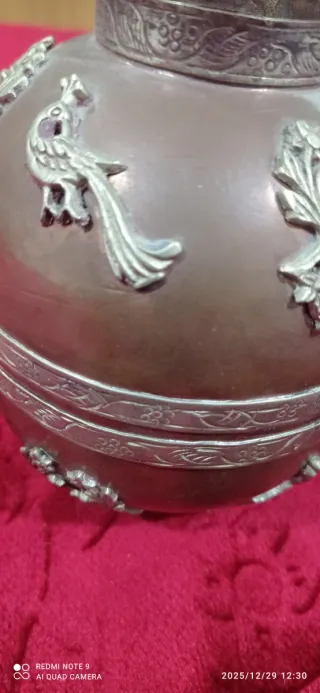 Florero Latón Bronce Cobre Decorado