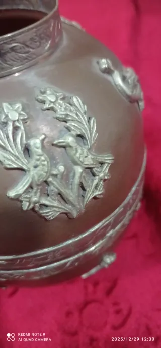 Florero Latón Bronce Cobre Decorado