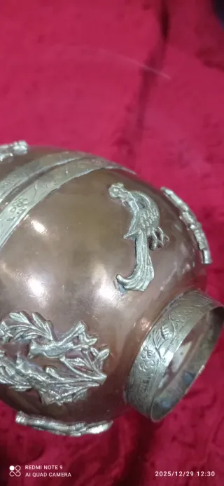 Florero Latón Bronce Cobre Decorado