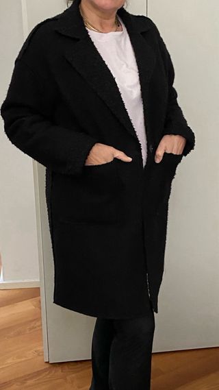 Abrigo paño rizado negro