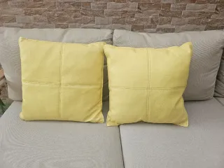 2 Cojines Piel Amarillos