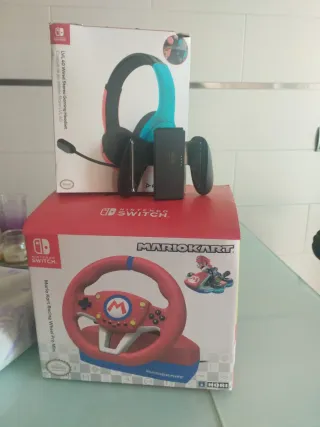 Volante ,Auricularesy y soporte Nintendo switch Ni