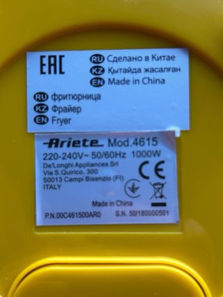 Friggitrice Ariete Mini Gialla