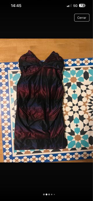 Vestido de fiesta azul y morado
