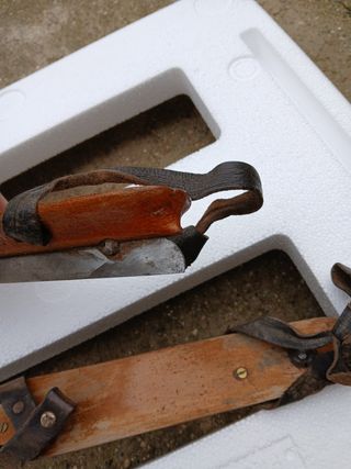 Patines de hielo antiguos de madera