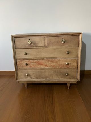 Cómoda vintage madera 5 cajones