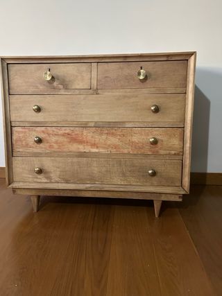 Cómoda vintage madera 5 cajones