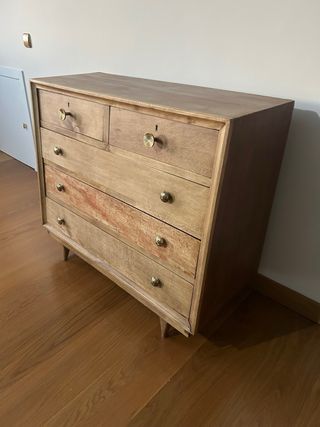 Cómoda vintage madera 5 cajones