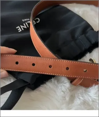 Cintura Celine Marrone Fibbia Dorata