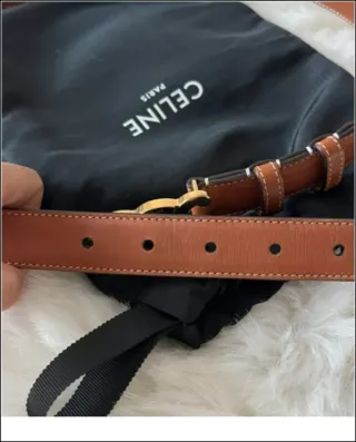 Cintura Celine Marrone Fibbia Dorata