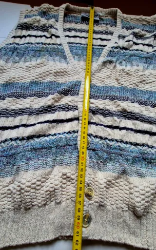 Chaleco vintage TOM TINO Beige y Azul Rayas