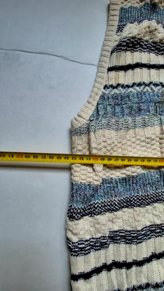 Chaleco vintage TOM TINO Beige y Azul Rayas