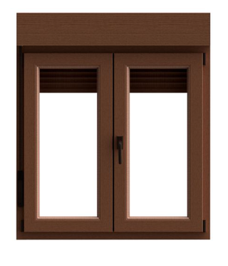 Ventana PVC Oscilobatiente Roble con Persiana