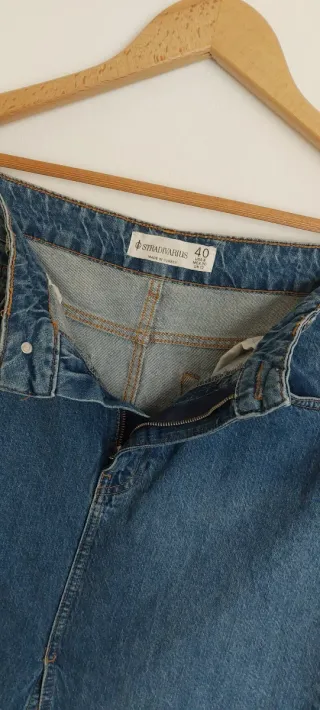 Falda tejana larga con abertura delantera