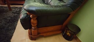 Sofá de cuero genuino 100% con madera