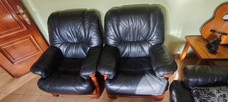 Sofá de cuero genuino 100% con madera