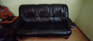 Sofá de cuero genuino 100% con madera