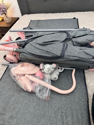 Parque Cuna Kinderkraft Gris y Rosa