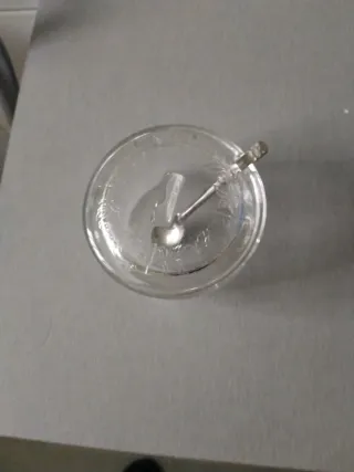 Azucareros cristal tallado con cuchara plata