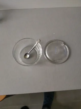 Azucareros cristal tallado con cuchara plata